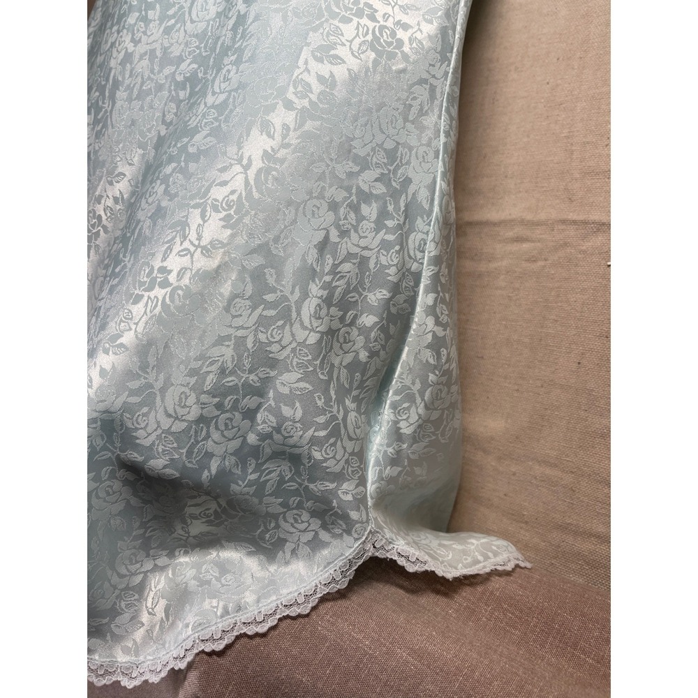 Barbizon Baby Blue Floral Lace Trim Slip Chemise Nightgown vintage babydoll - Picture 3 of 7